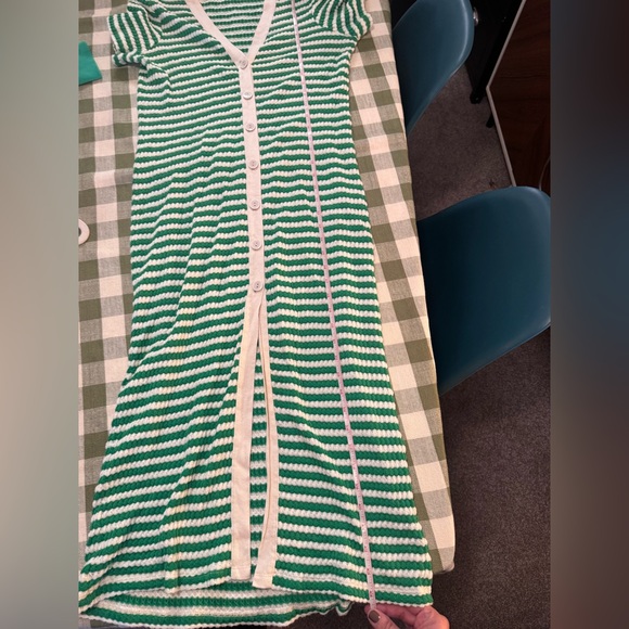 Mango Green & Cream Crochet Midi Dress - Picture 14 of 16